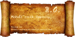 Mohácsik Ompoly névjegykártya